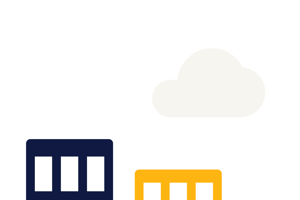 Illustration von Firmengebäuden und einer Wolke