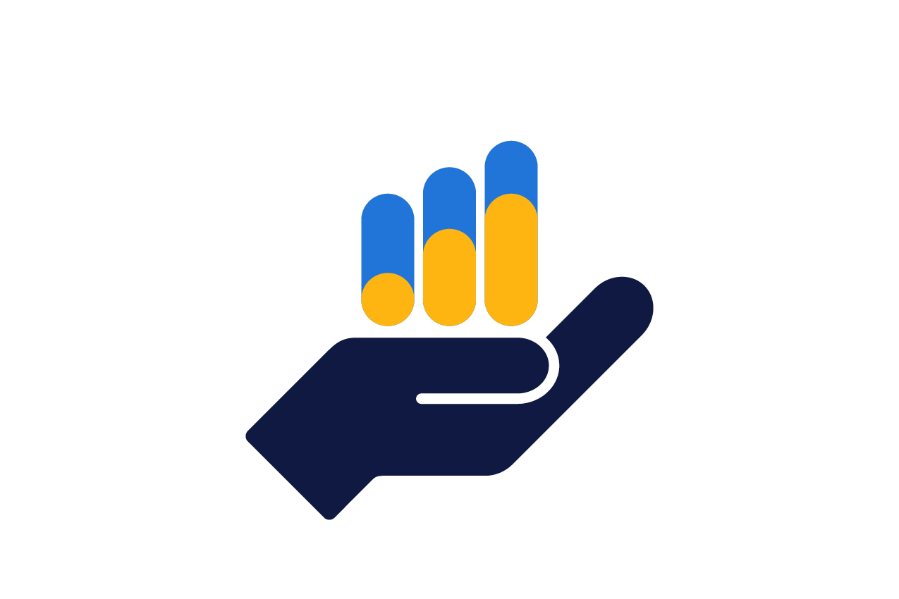 Hand und Balkendiagramm