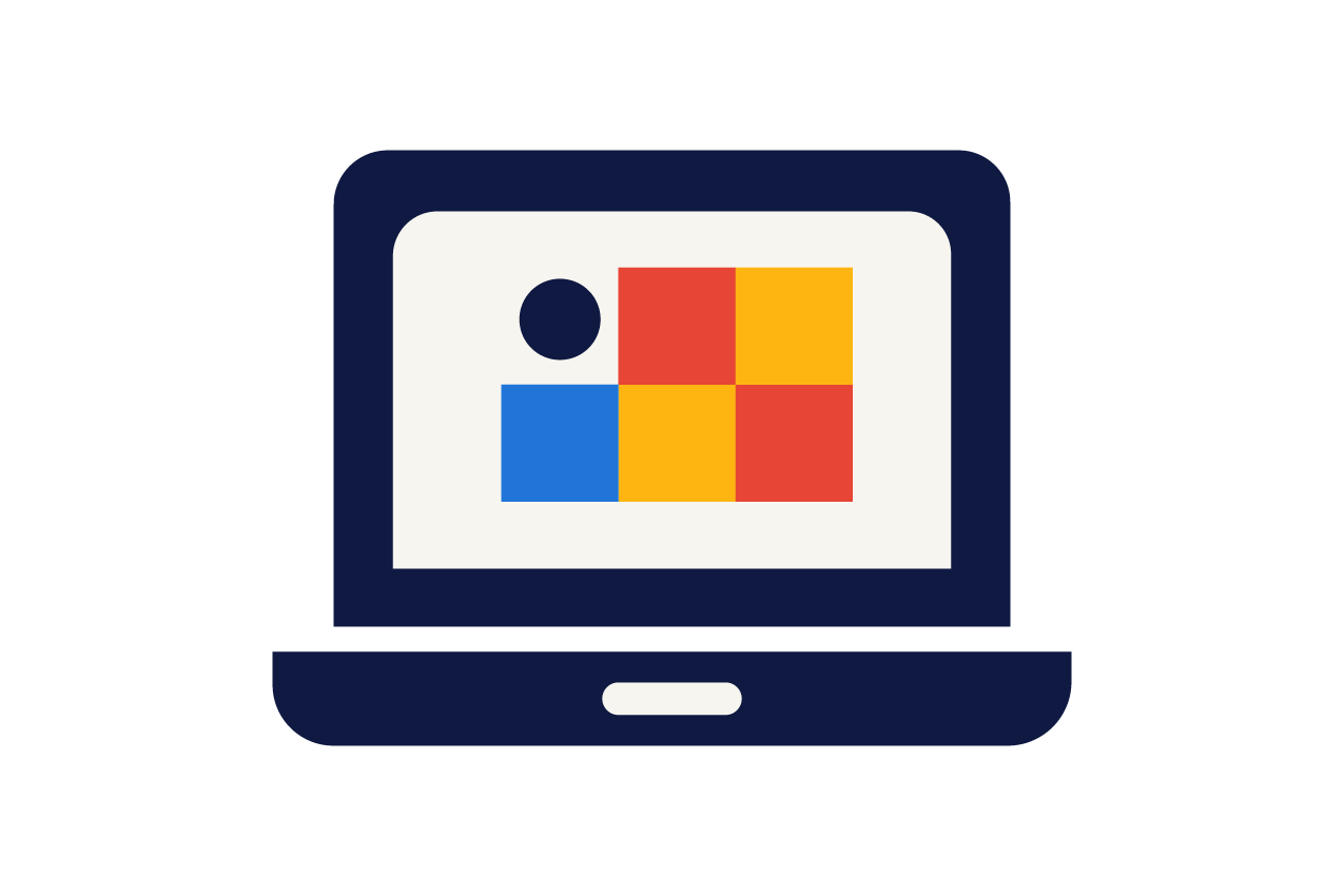 Illustration eines aufgeklappten Laptops