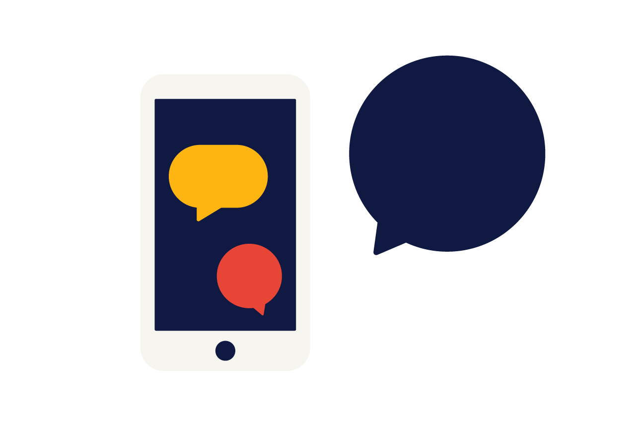 Smartphone mit Sprechblasen