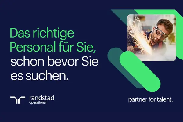 Grafik für Randstad Operational mit Bild eines Schweißers