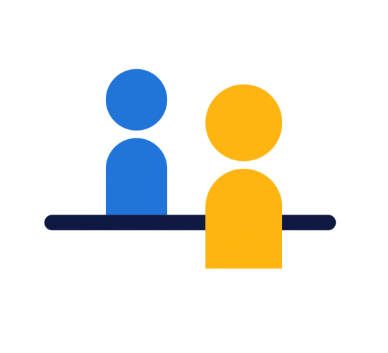 Illustration zweier Personen am Tisch